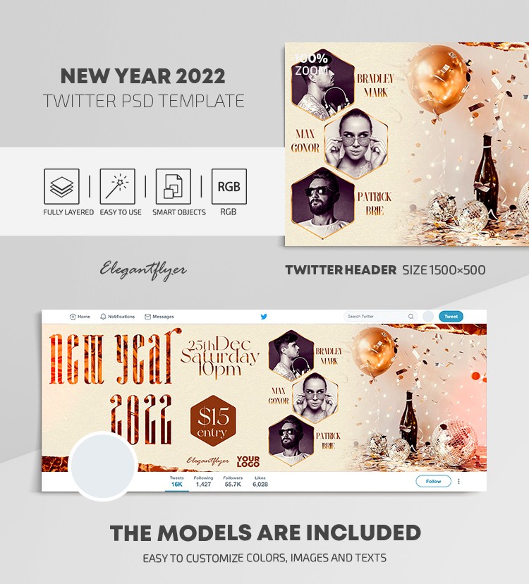 Nouvel An 2022 Twitter by ElegantFlyer