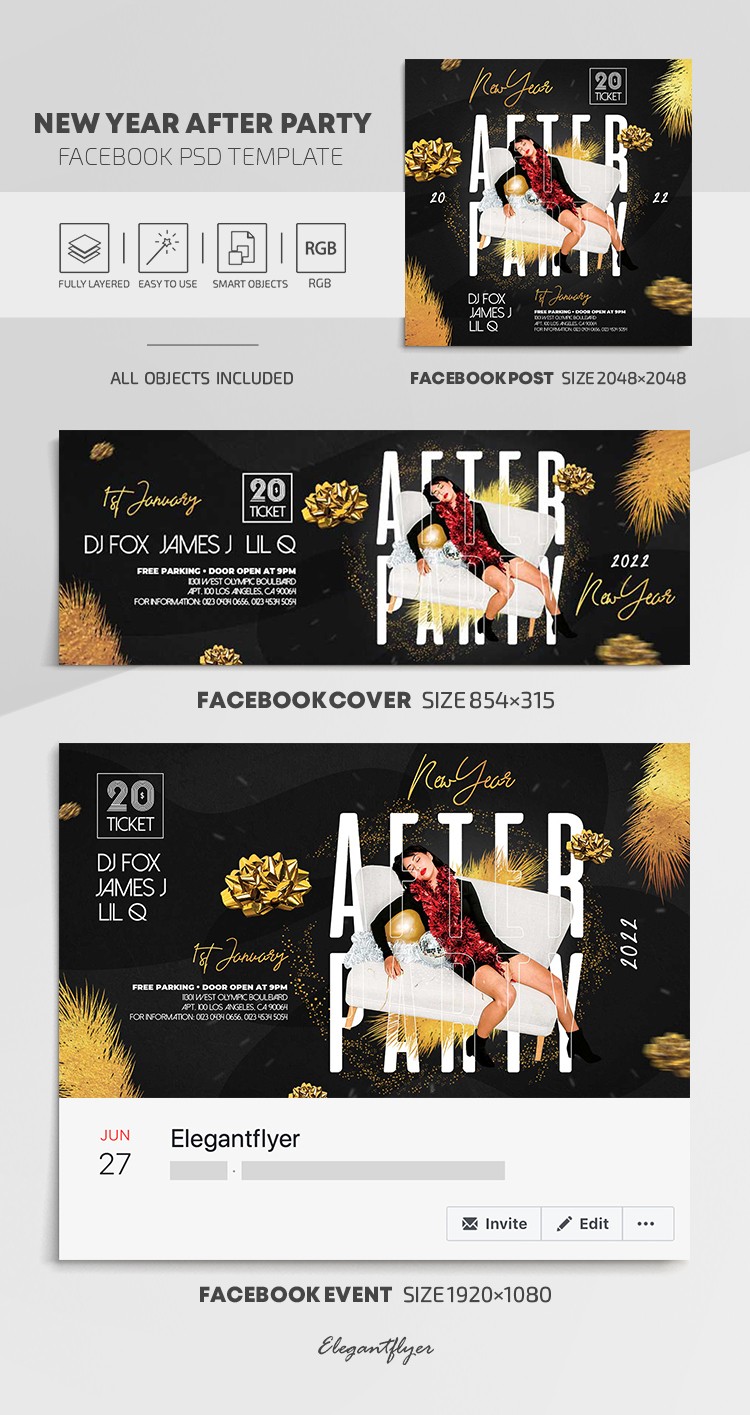 New Year After Party Facebook by ElegantFlyer