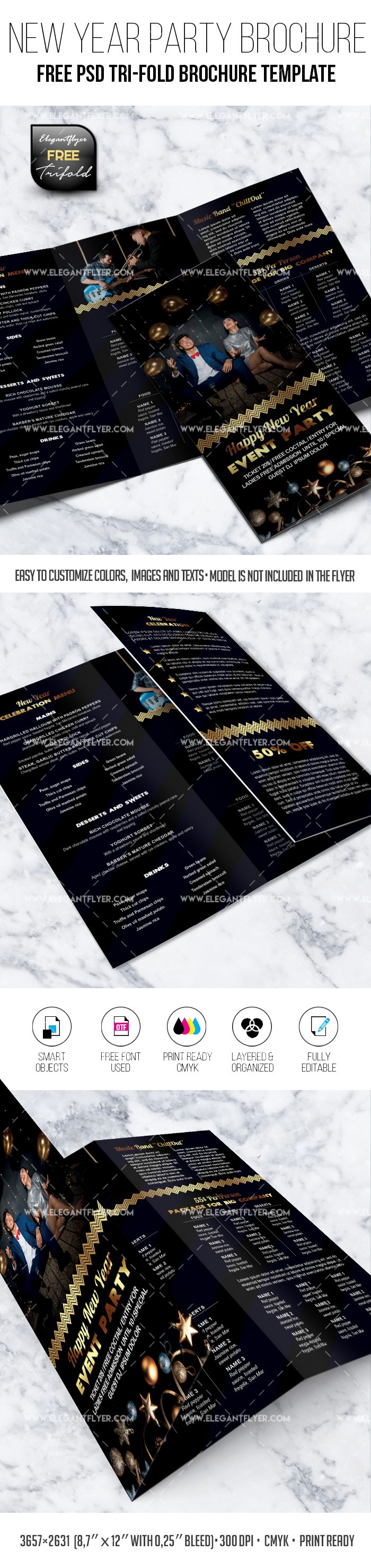 New Year Event Tri-Fold Brochure by ElegantFlyer