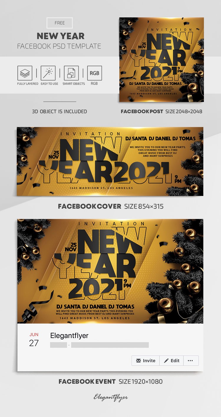 New Year Facebook by ElegantFlyer