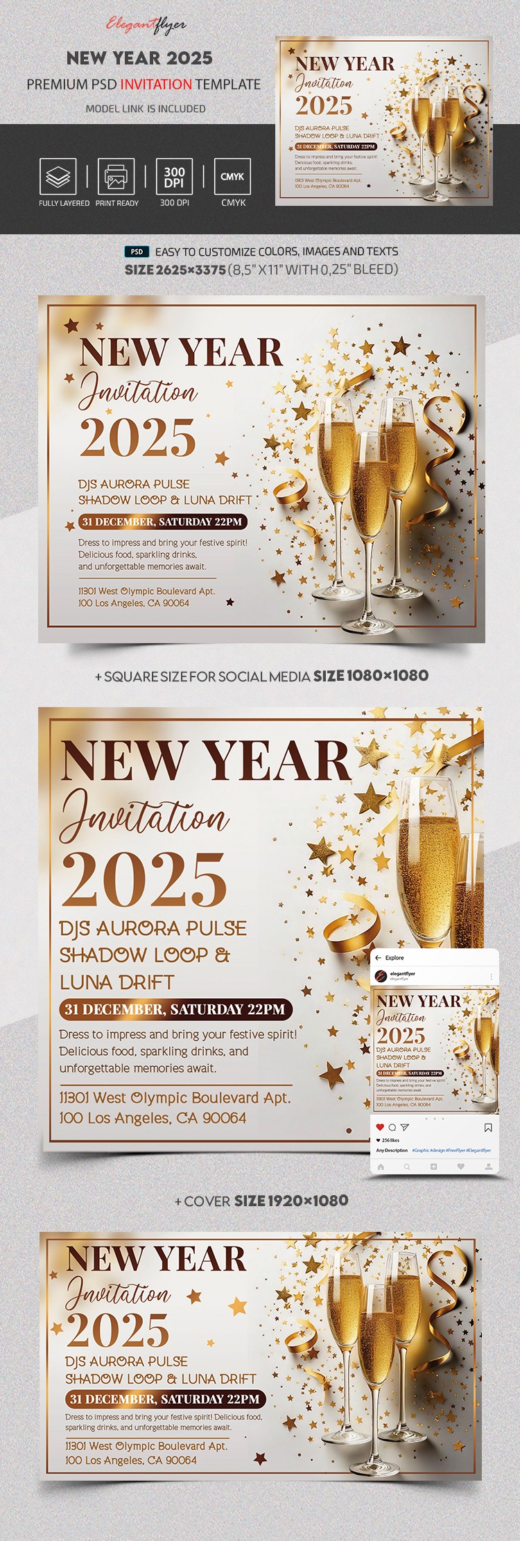 Invito per il Capodanno by ElegantFlyer