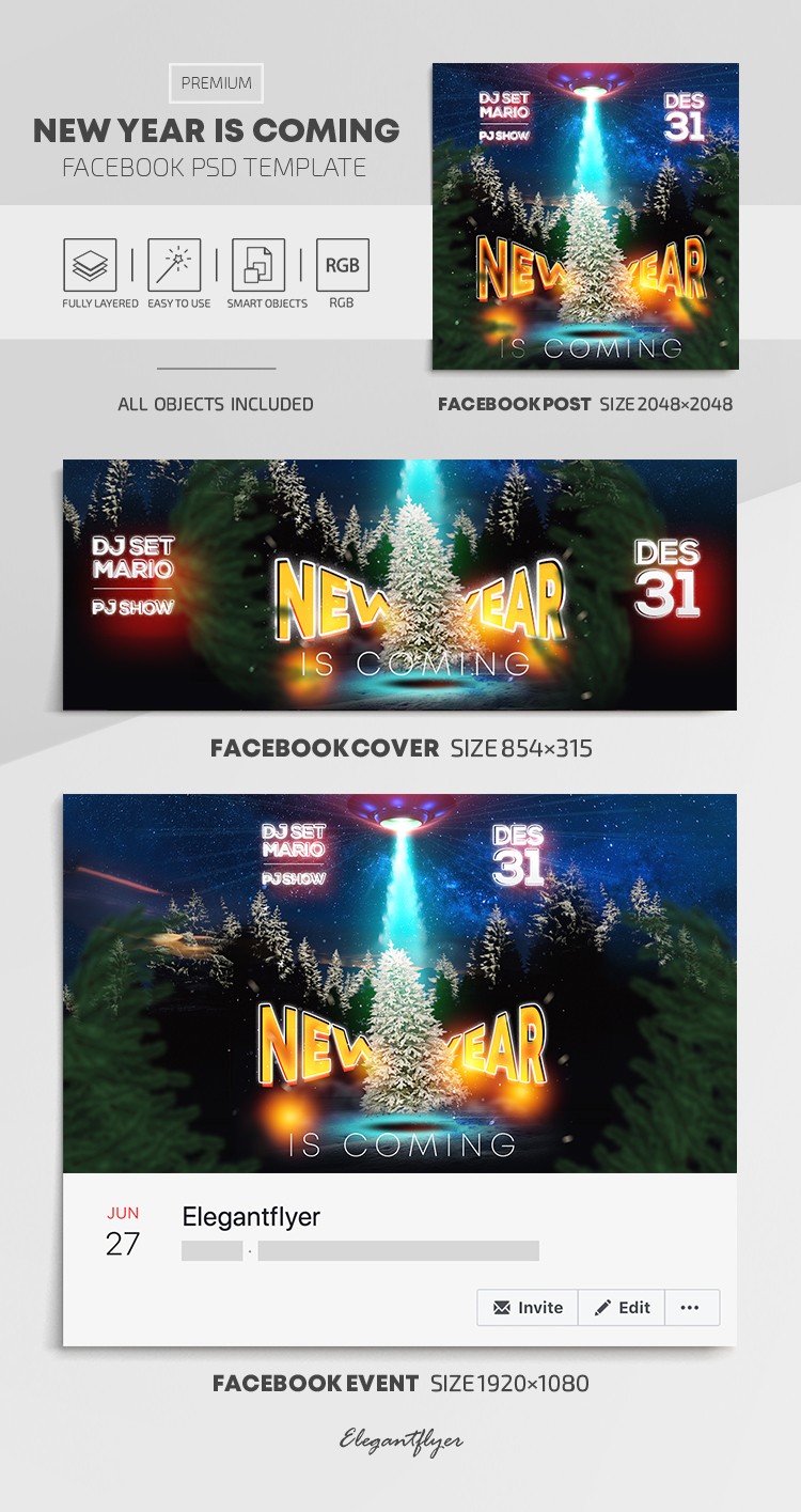 New Year is Coming Facebook by ElegantFlyer