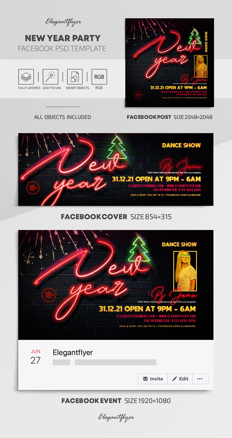 New Year Party Facebook by ElegantFlyer