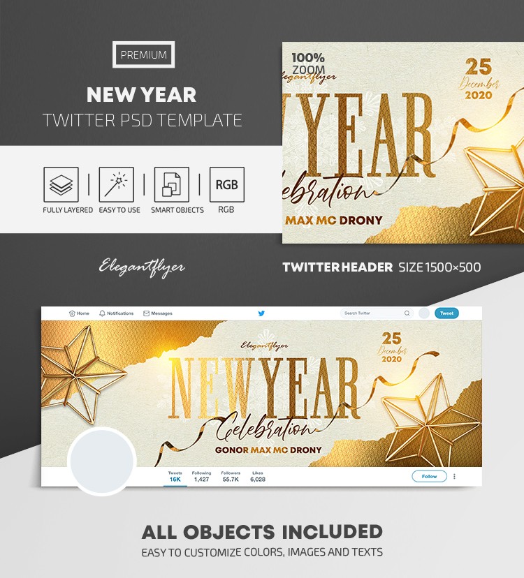 Celebración de Año Nuevo en Twitter by ElegantFlyer