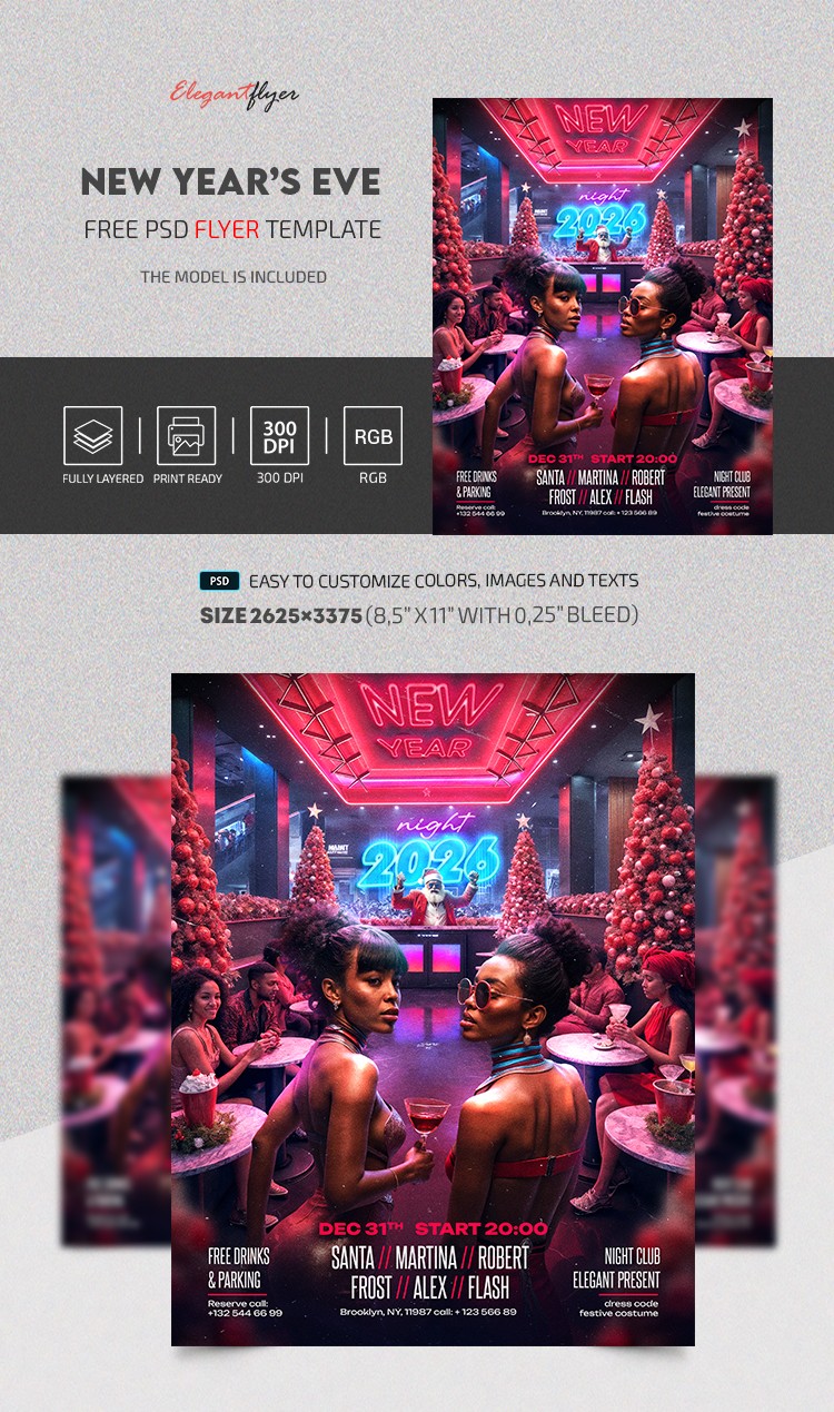 Flyer de Fiesta de Nochevieja by ElegantFlyer