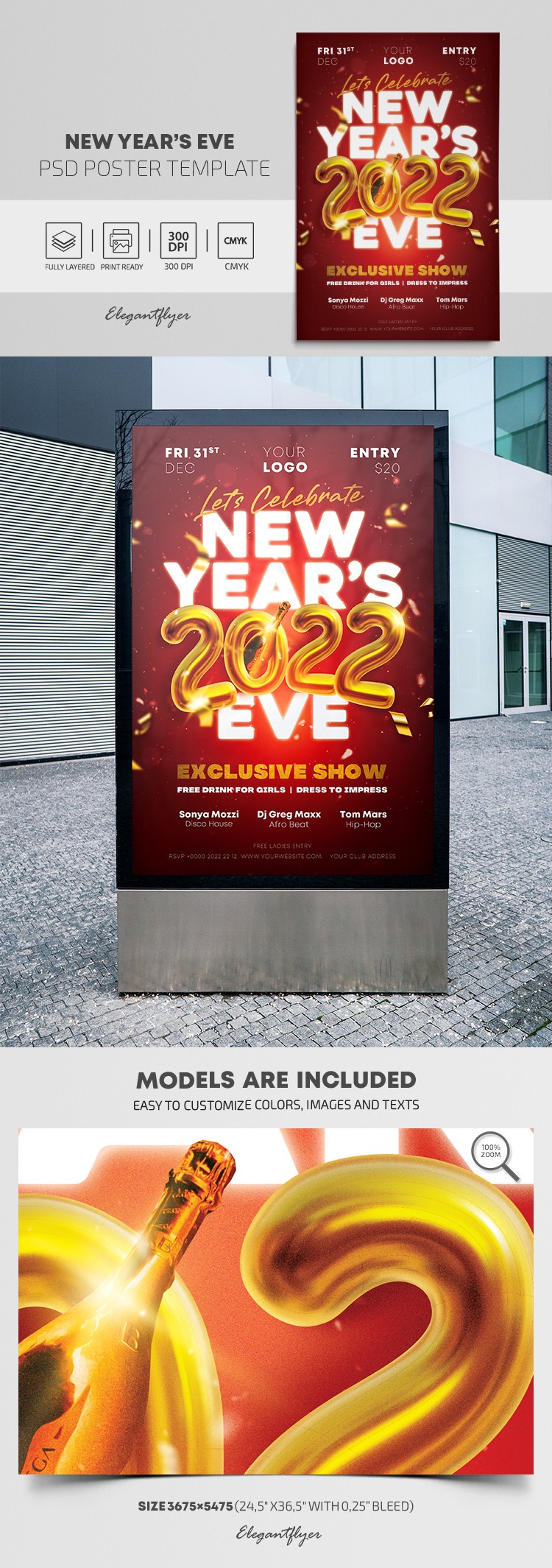 New Year's Eve Poster by ElegantFlyer