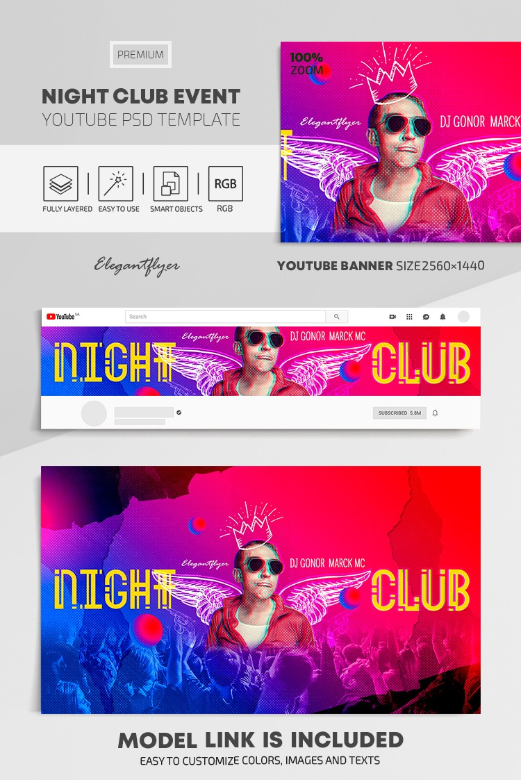 Evento de Night Club no Youtube by ElegantFlyer