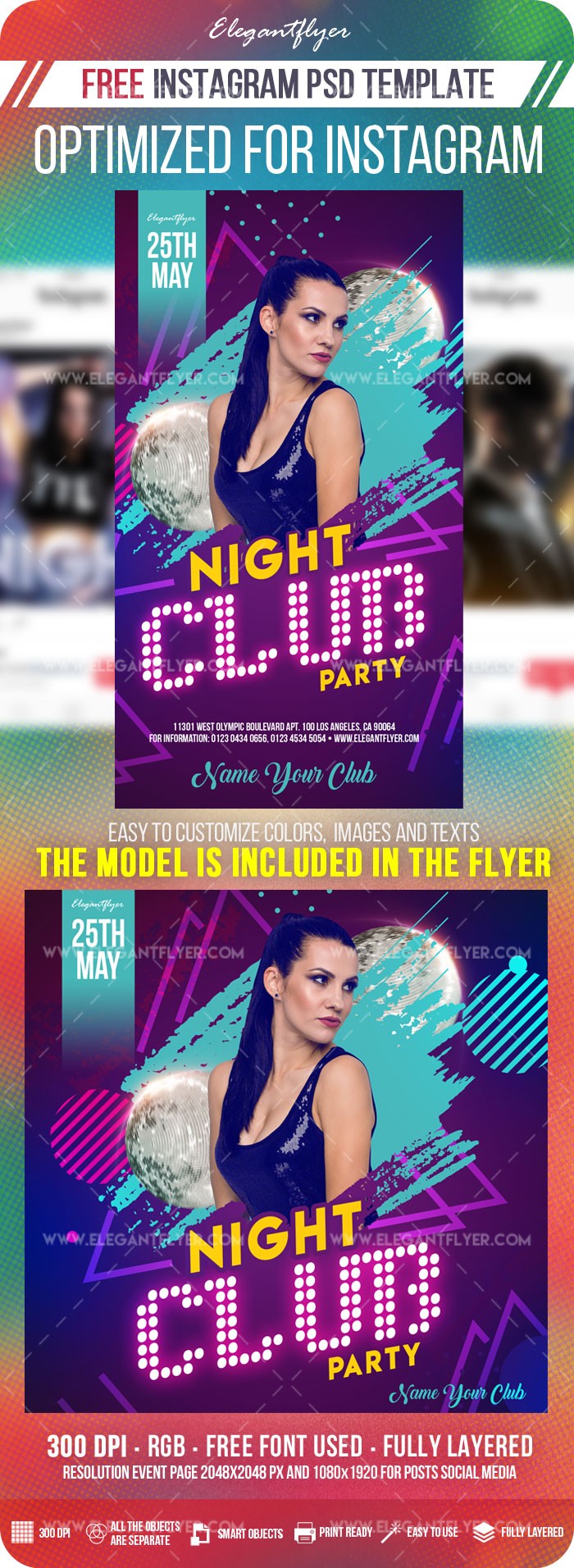 Festa del Night Club su Instagram by ElegantFlyer