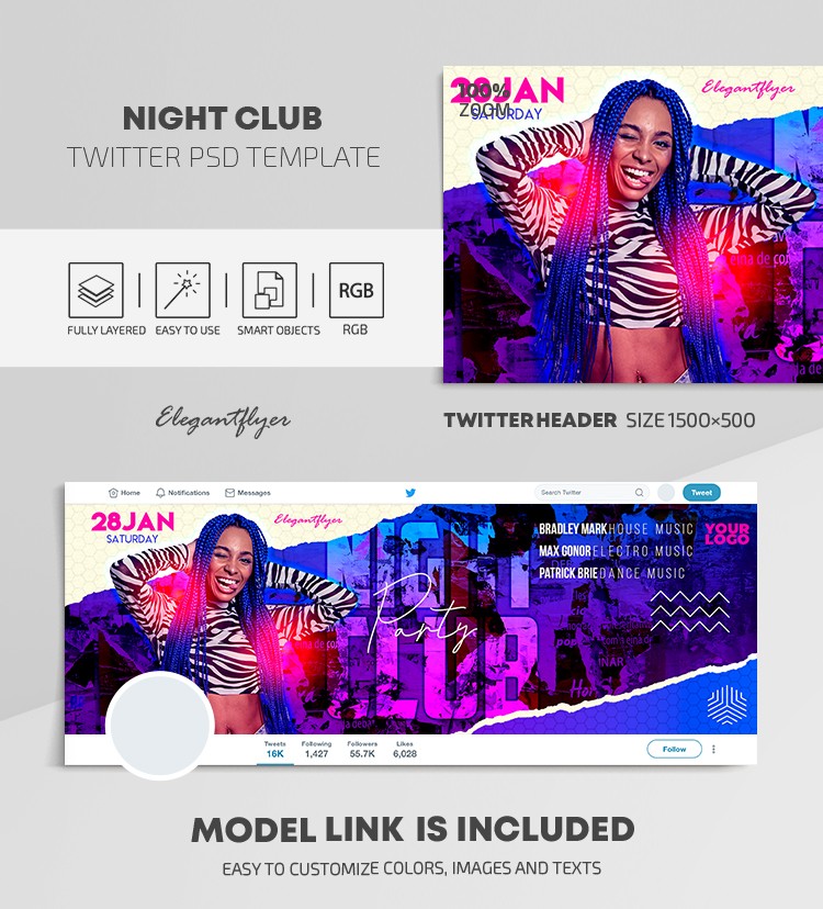 Club nocturno Twitter by ElegantFlyer