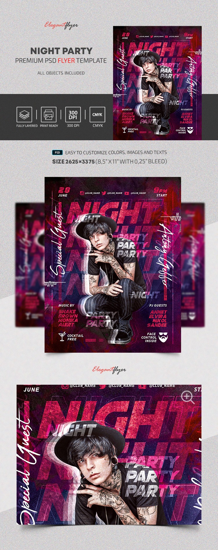 Plakat nocnej imprezy by ElegantFlyer
