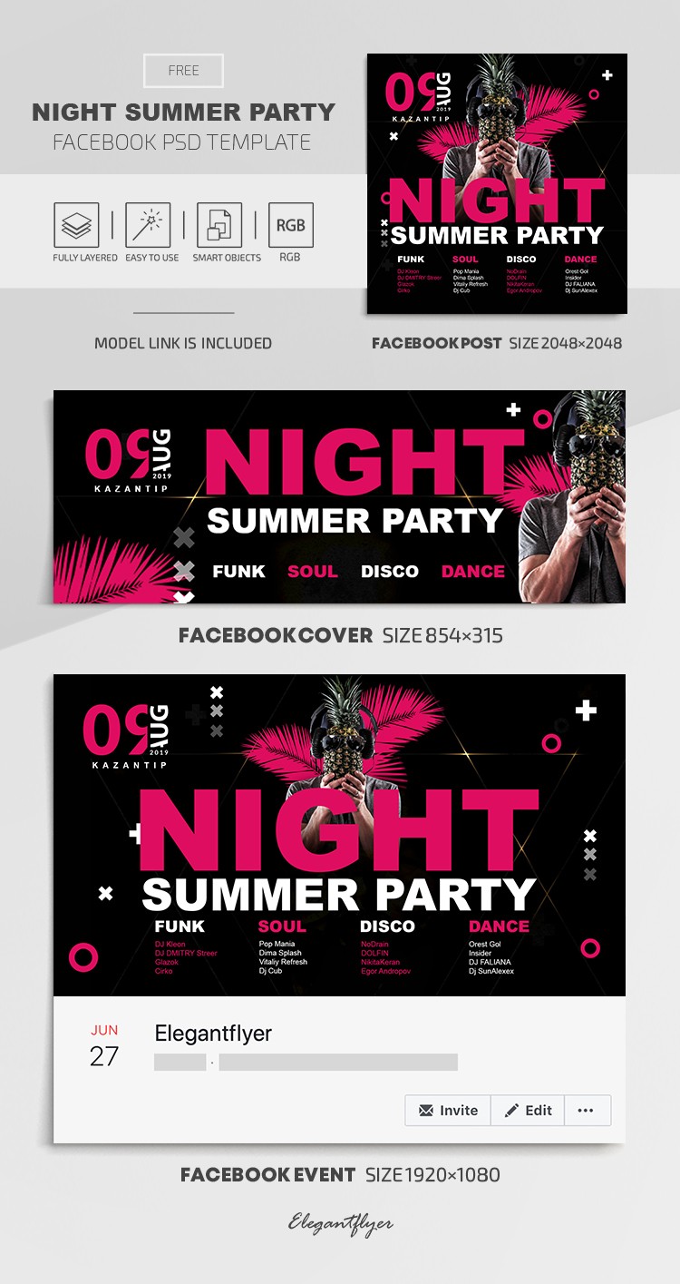 Night Summer Party Facebook by ElegantFlyer