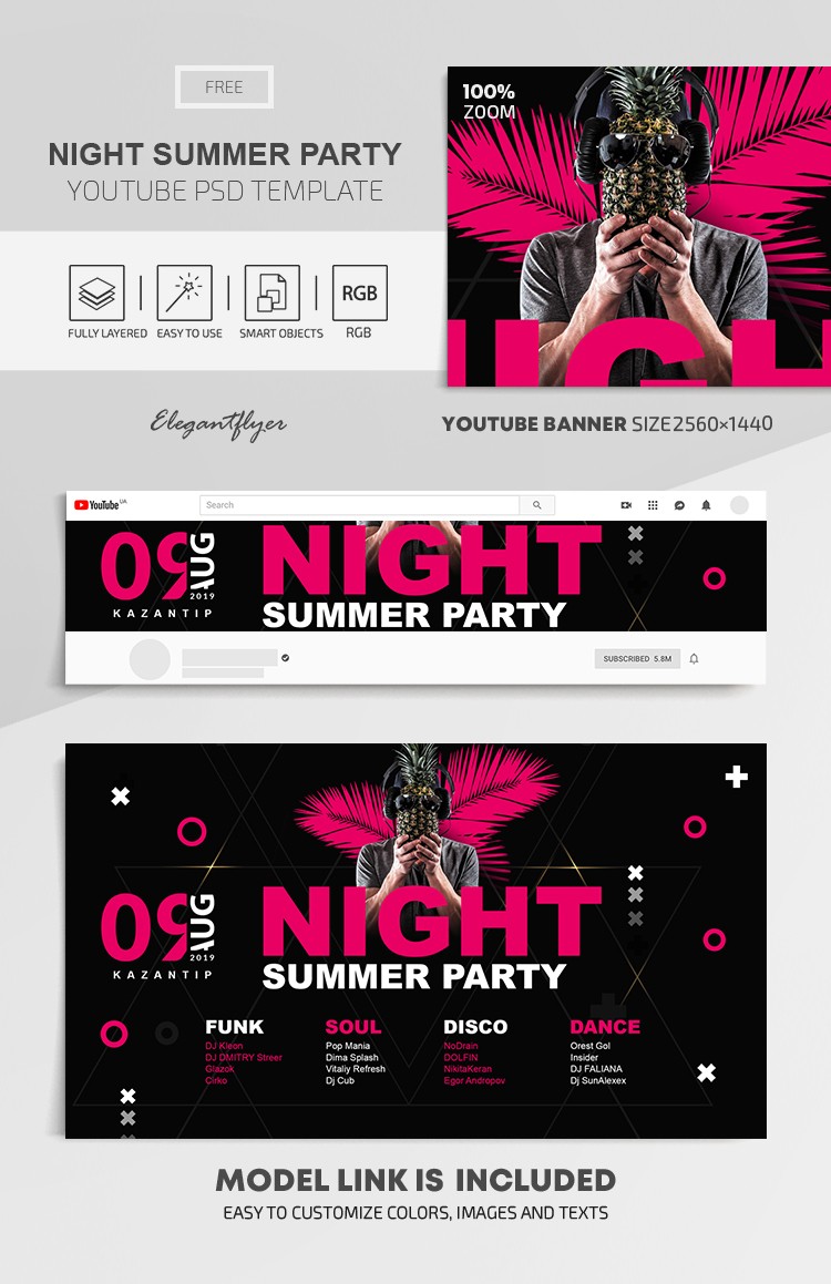 Night Summer Party Youtube by ElegantFlyer