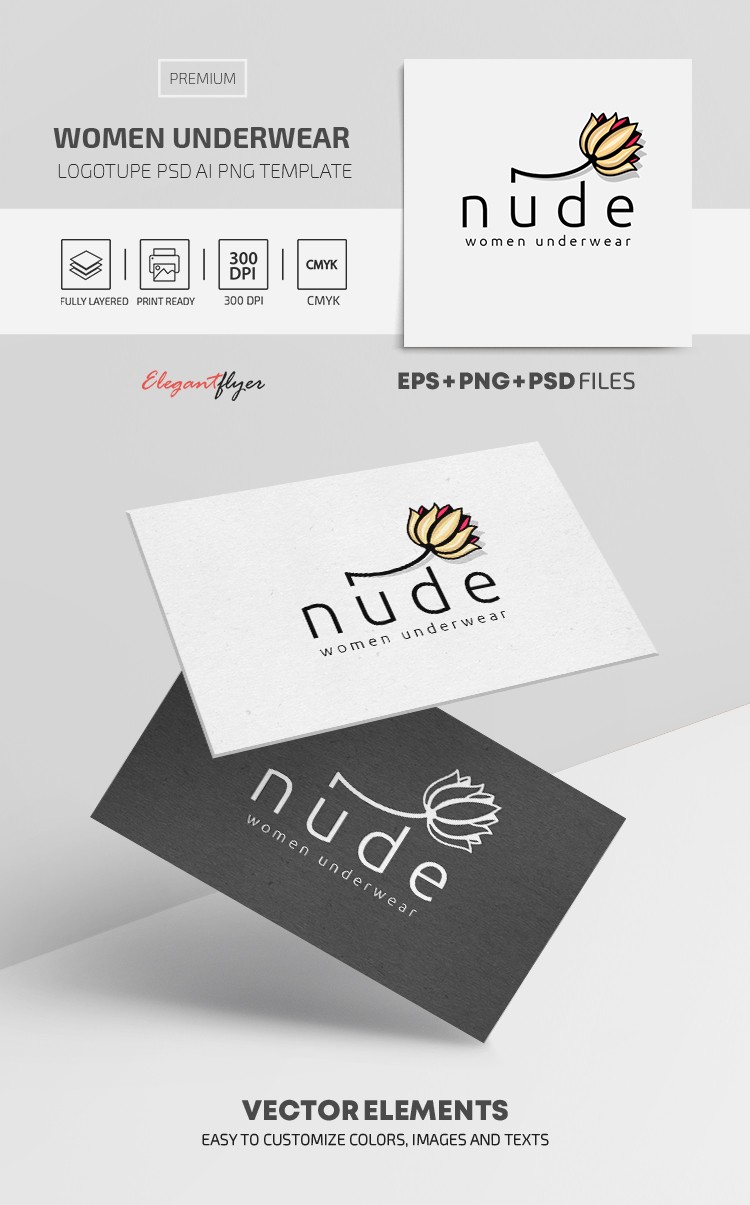 Logotipo de Roupa Íntima Feminina Nude by ElegantFlyer