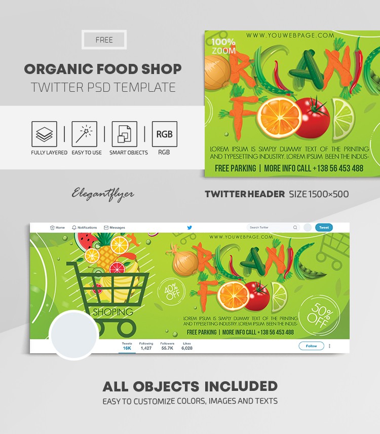 Organiczny sklep ze zdrową żywnością na Twitterze by ElegantFlyer