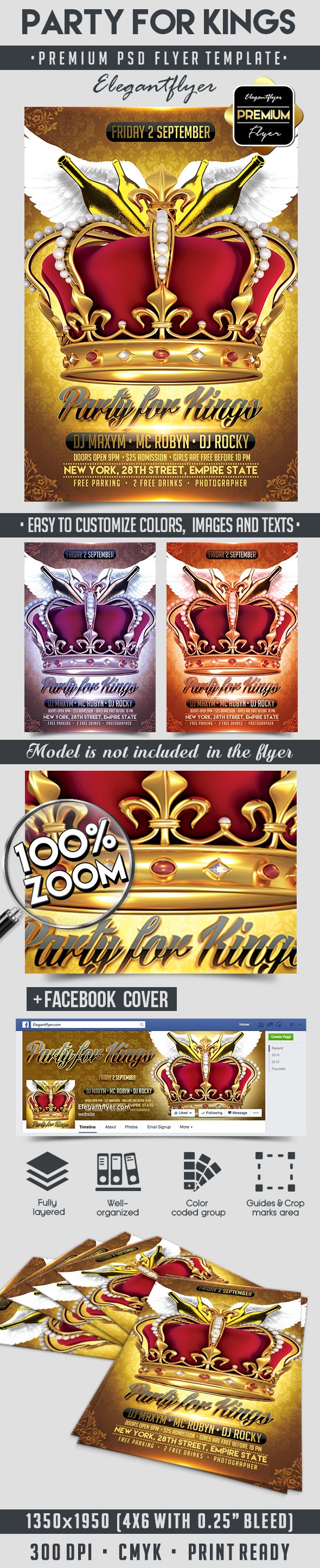 Kings Night Flyer Template - Party Flyers for photoshop