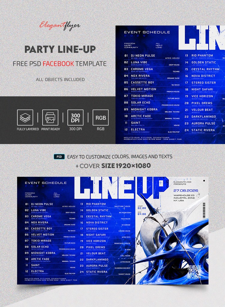 Party Lineup Facebook Post by ElegantFlyer