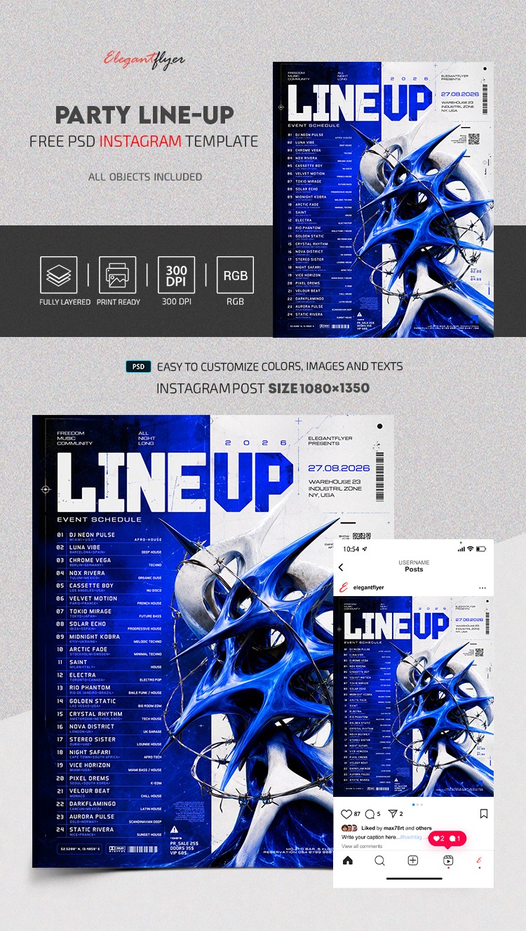 Party Lineup Instagram Post by ElegantFlyer