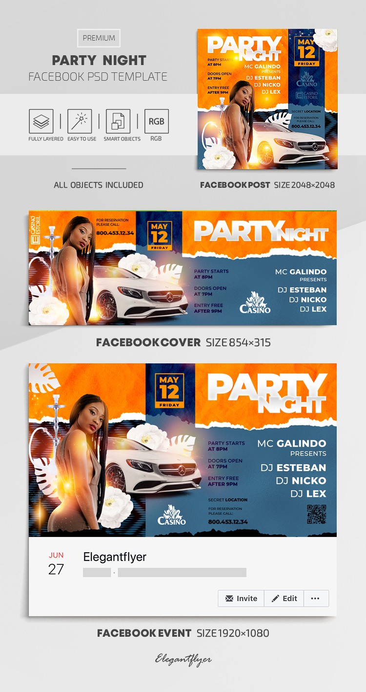 Party Nacht Facebook by ElegantFlyer