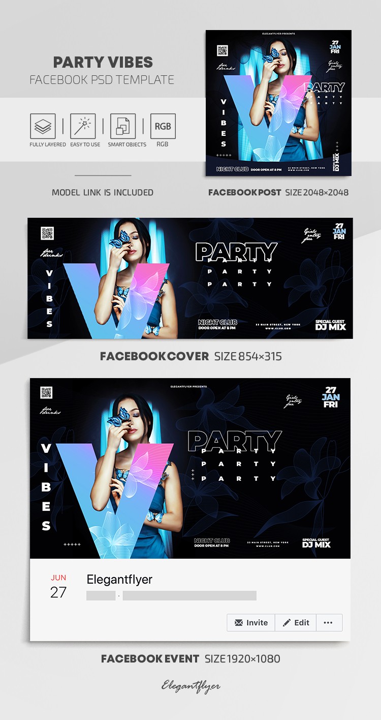 Party Vibes Facebook by ElegantFlyer
