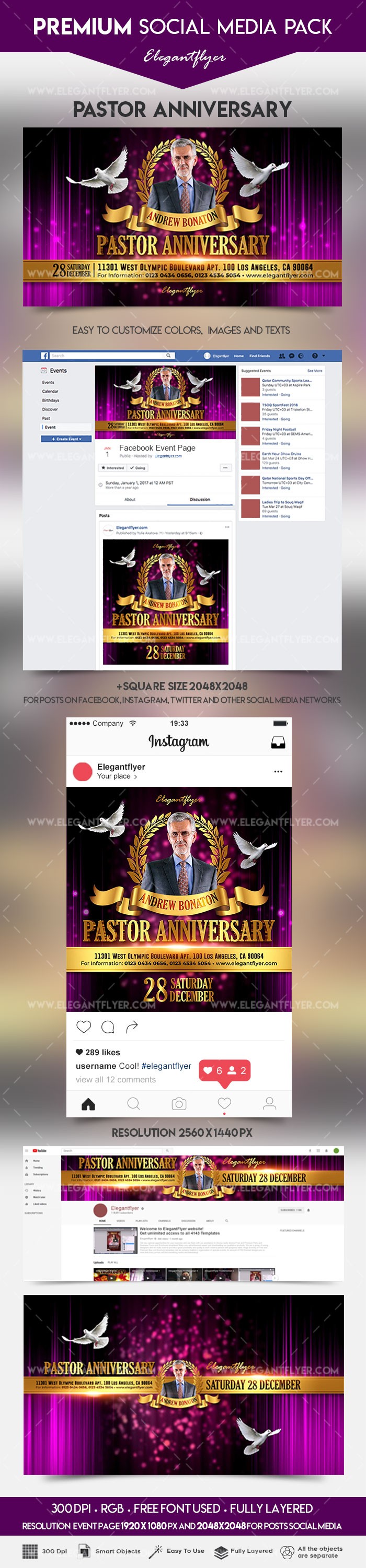 Pastor Anniversary Facebook by ElegantFlyer