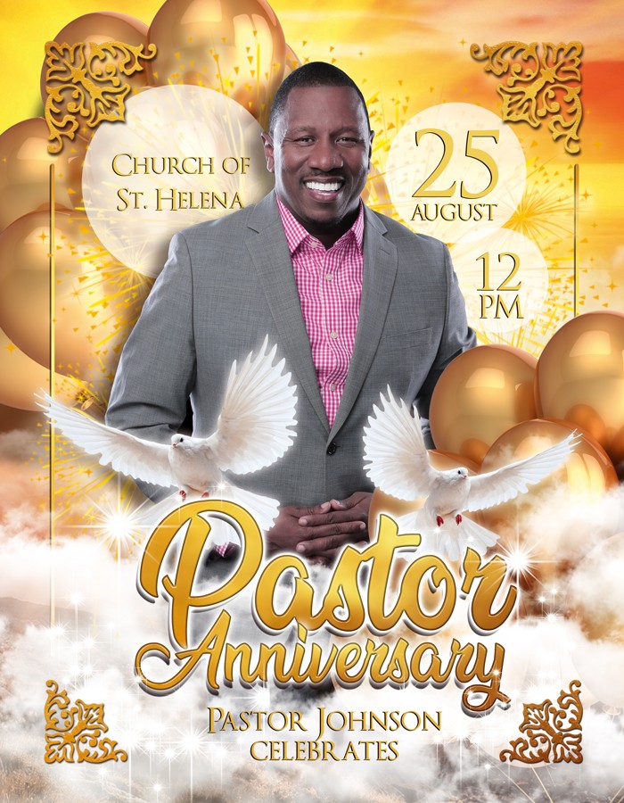 Golden Artistic Pastor Anniversary Free Flyer Template PSD | by Elegantflyer
