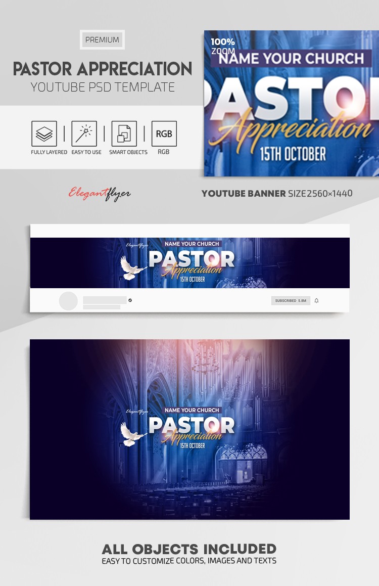 Pastor Appreciation Youtube will be translated as "Youtube de reconnaissance des pasteurs". by ElegantFlyer