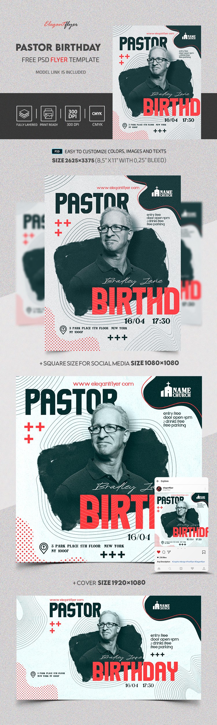 Pastor Birthday by ElegantFlyer