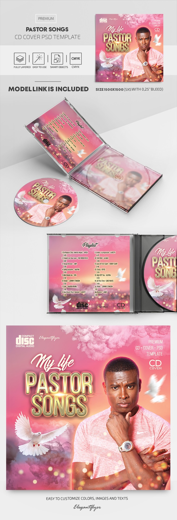 Portada del CD de canciones del Pastor by ElegantFlyer