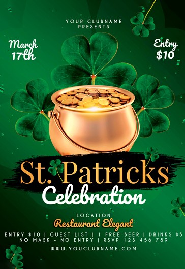 Saint Patricks Day Party Celebration Poster Design Stock