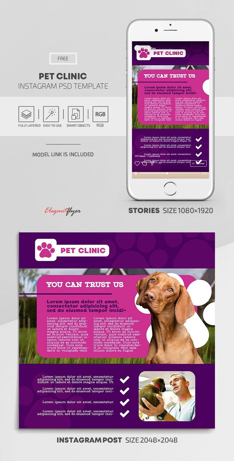 Pet Clinic Instagram -> Instagram della clinica veterinaria by ElegantFlyer