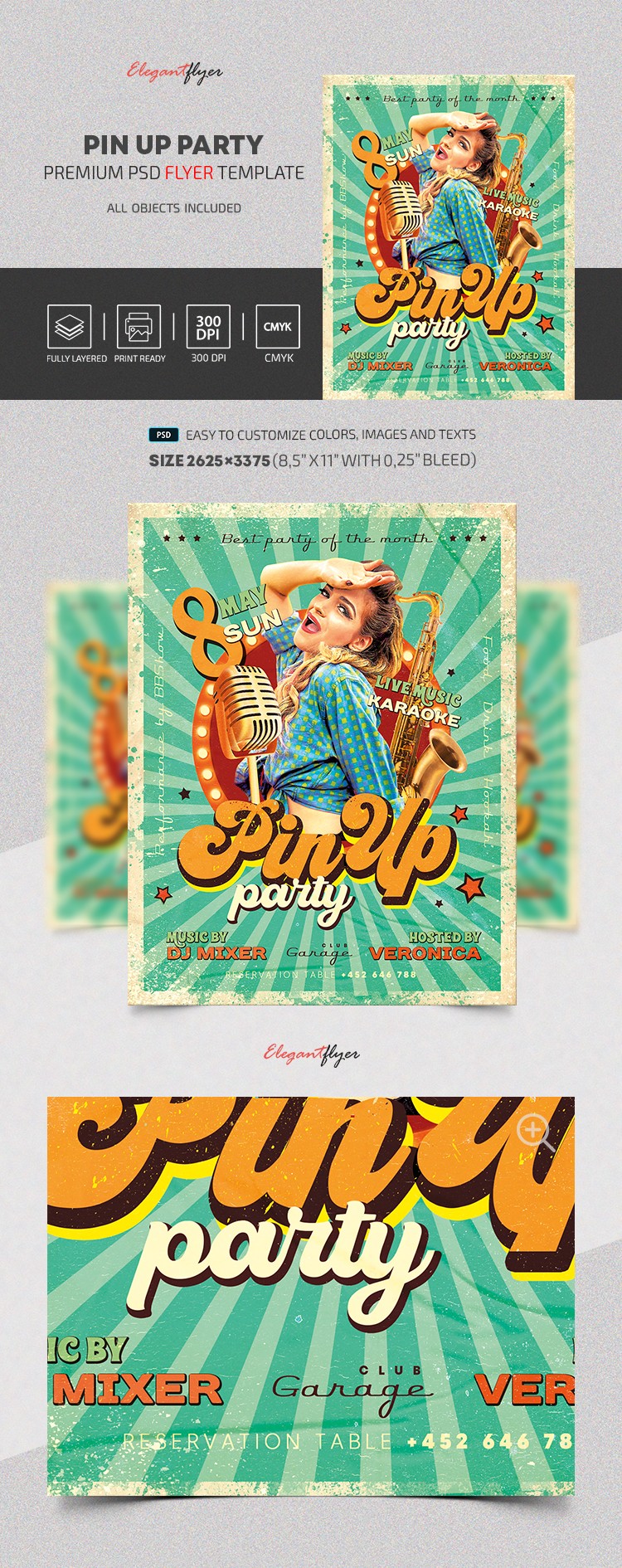Pin Up Party Flyer by ElegantFlyer