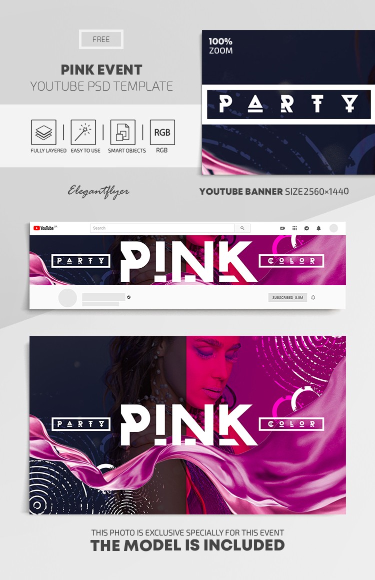 Pink Event Youtube by ElegantFlyer