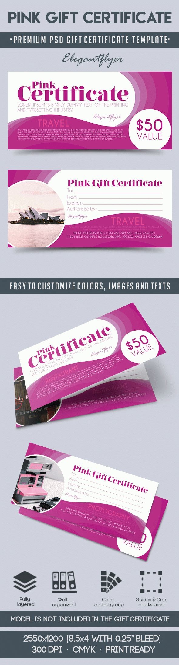 Pink Gift Certificate by ElegantFlyer