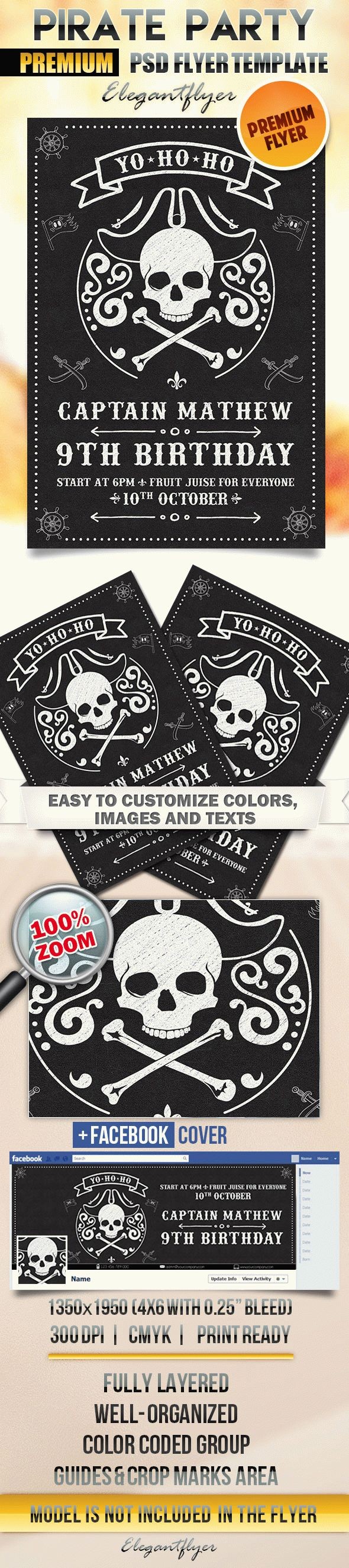 Modèle de flyer pour fête des pirates by ElegantFlyer