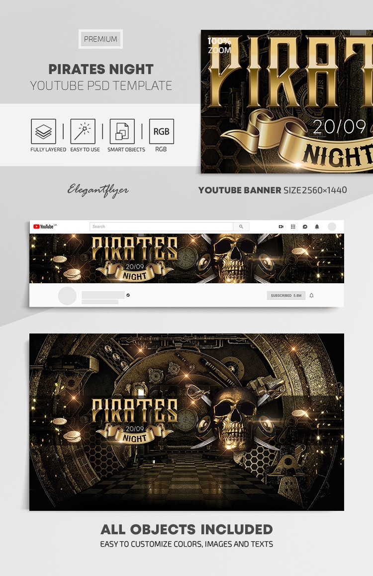 Noche de Piratas de Youtube by ElegantFlyer