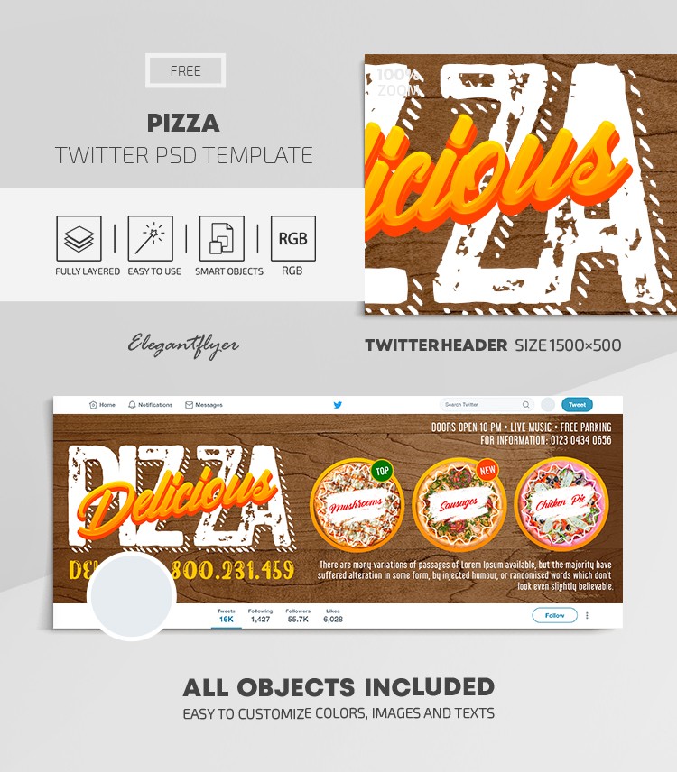 Twitter Pizza by ElegantFlyer