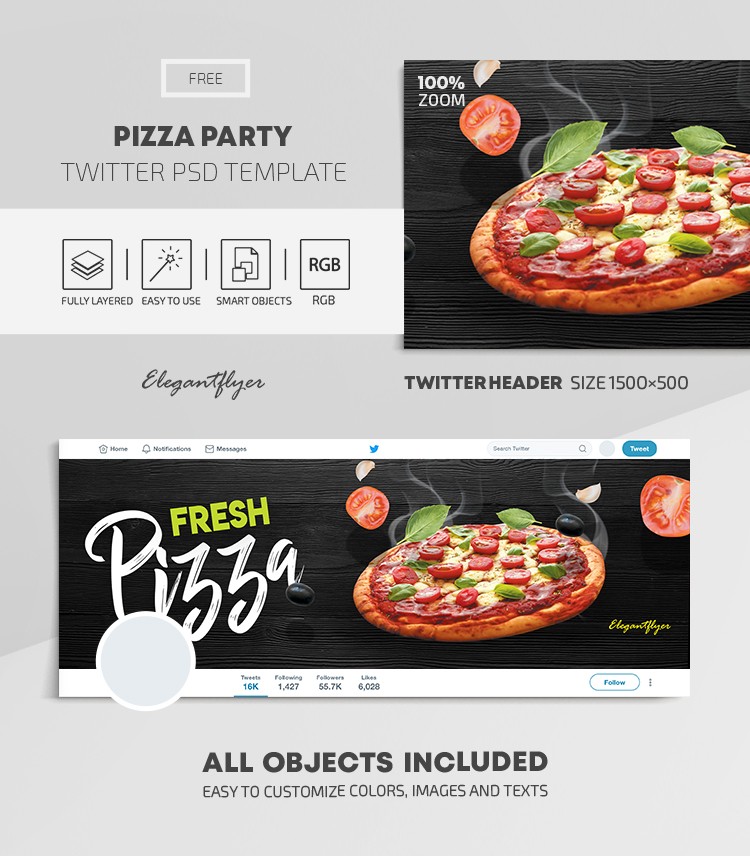 Pizza Party Twitter by ElegantFlyer