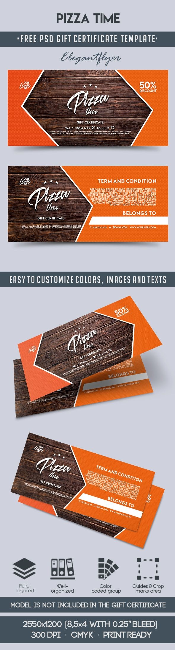 Pizza Time - Free Gift Certificate PSD Template - 10020749