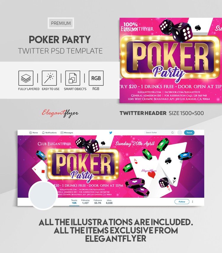 Festa di poker su Twitter by ElegantFlyer