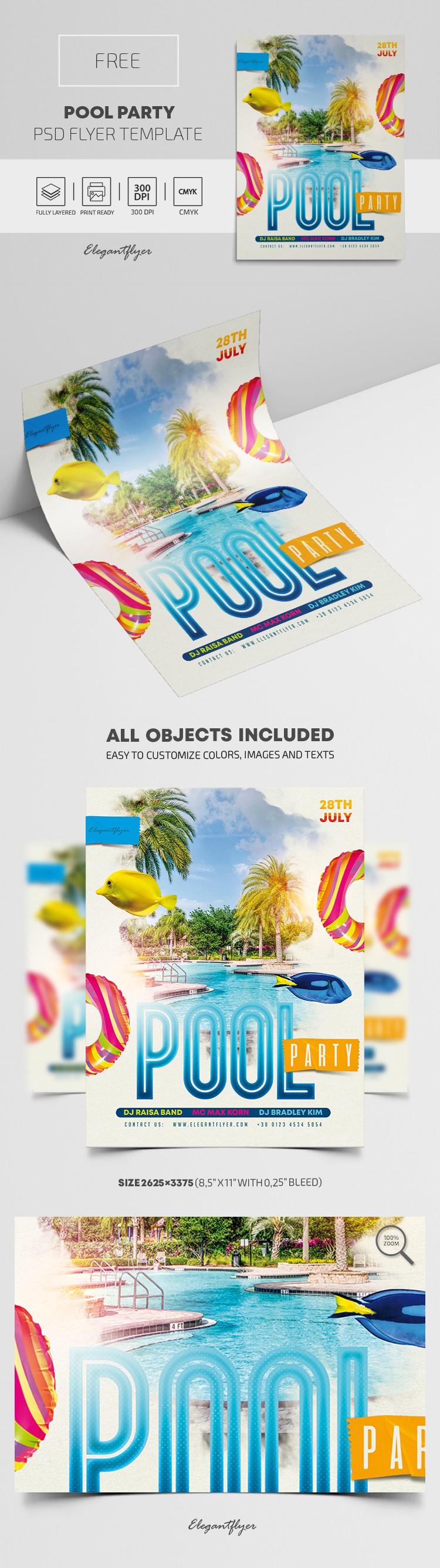 Flyer de fête de piscine by ElegantFlyer