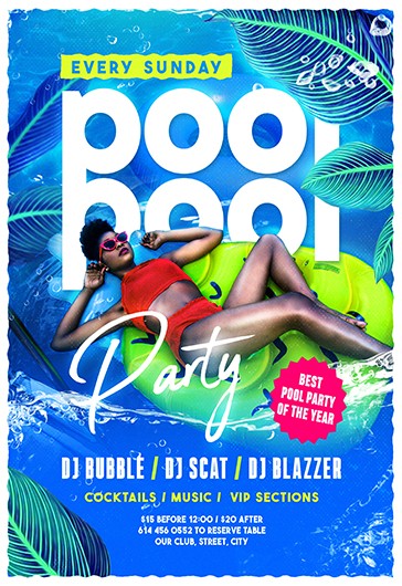 Premium Vector  Funny summer banner. pool party