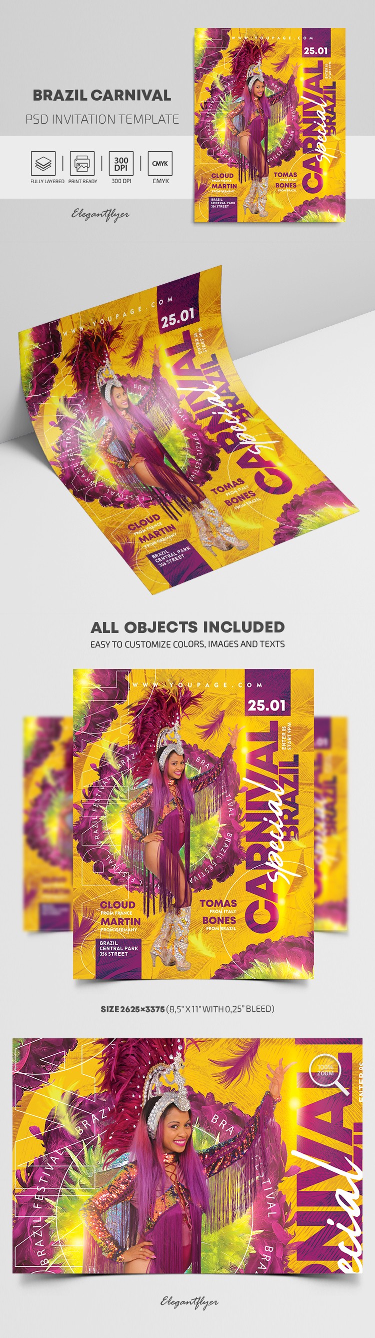 Invitación para el Carnaval de Brasil. by ElegantFlyer