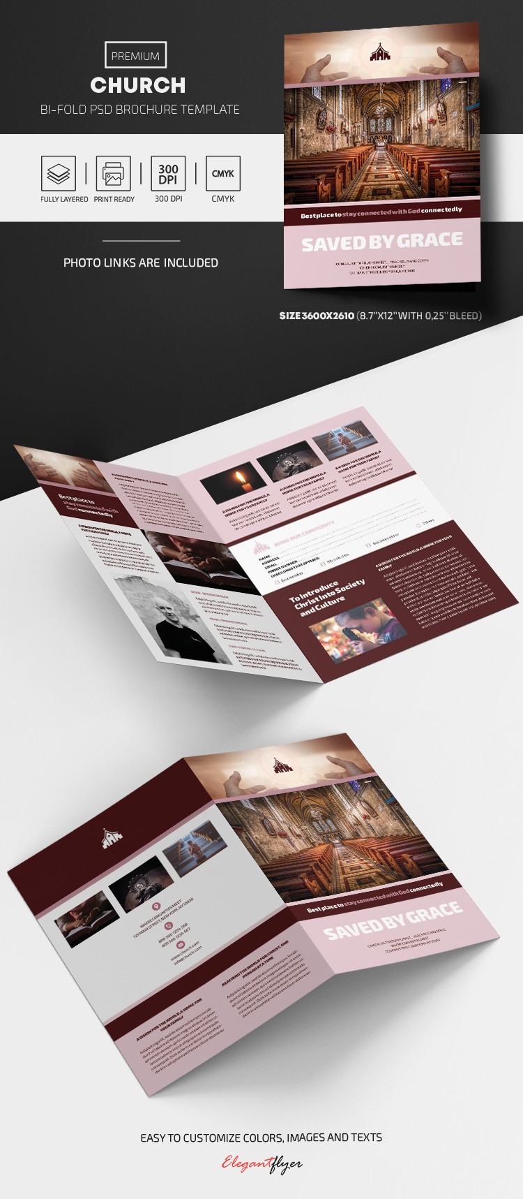 Wysokiej jakości szablon broszury kościelnej by ElegantFlyer