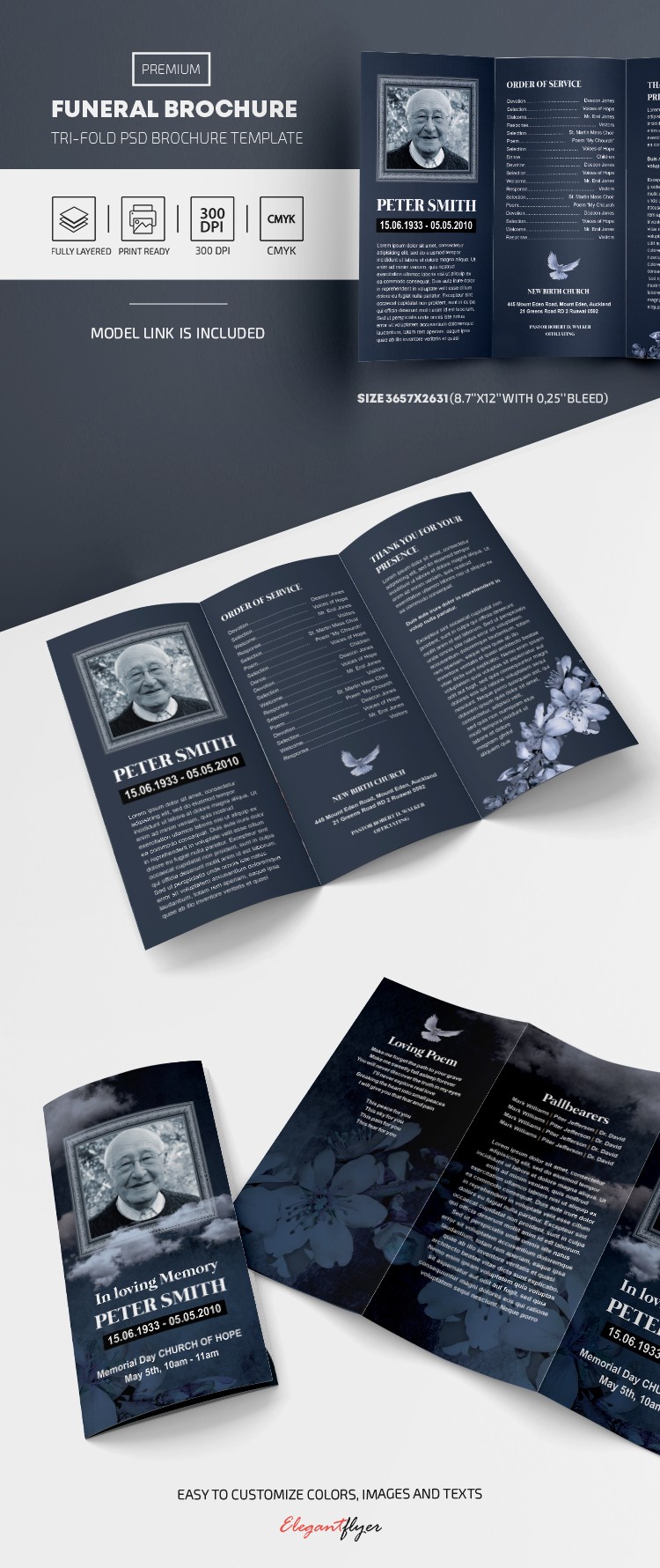 Brochure funéraire à trois volets by ElegantFlyer