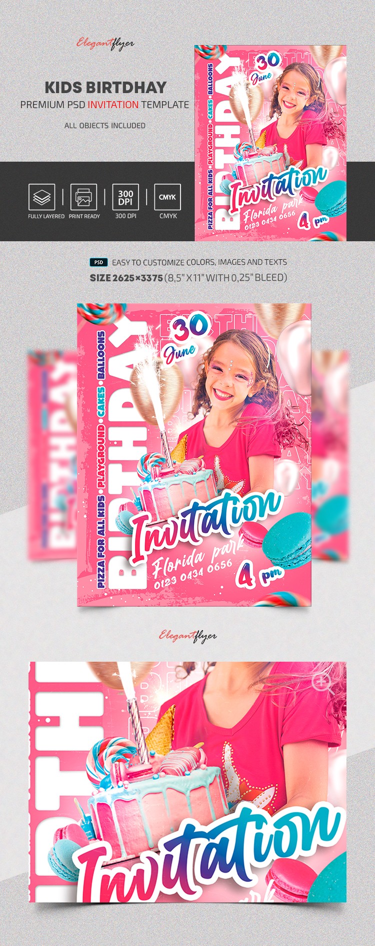 Convite de aniversário infantil by ElegantFlyer