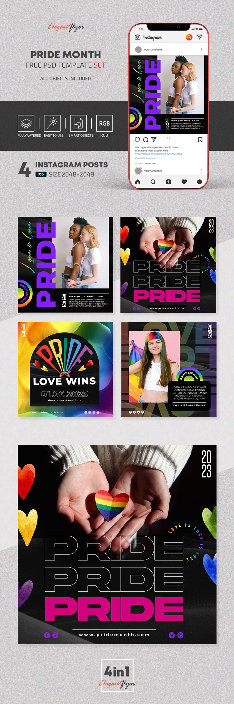 Pride Month Instagram Post by ElegantFlyer