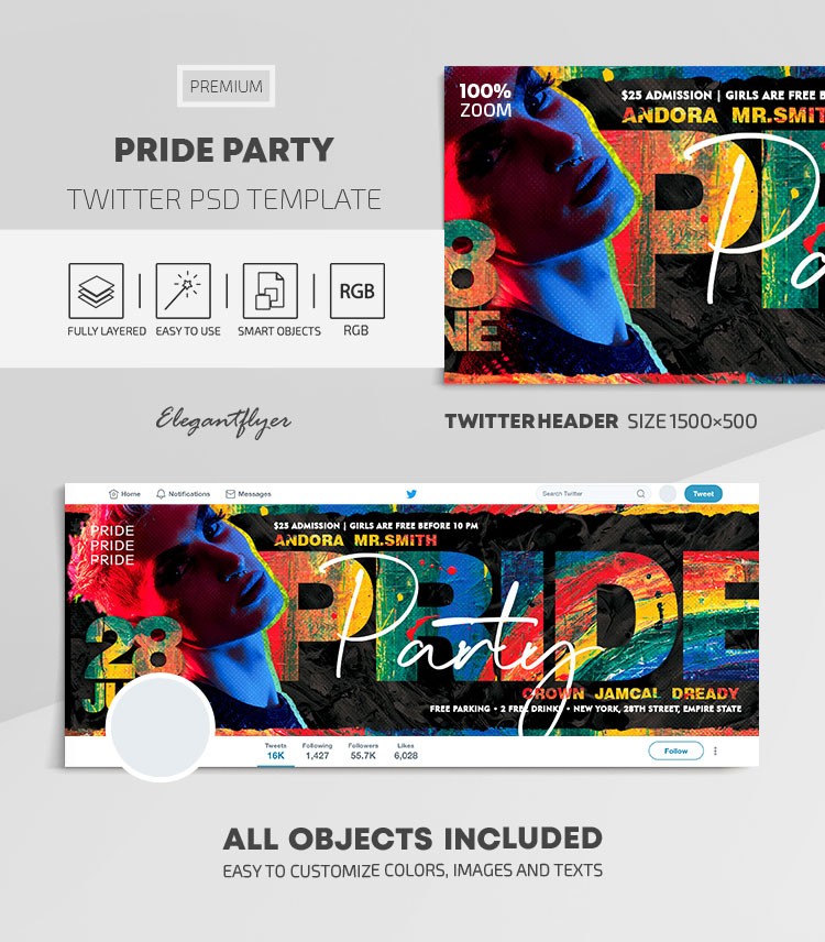Pride Party Twitter by ElegantFlyer
