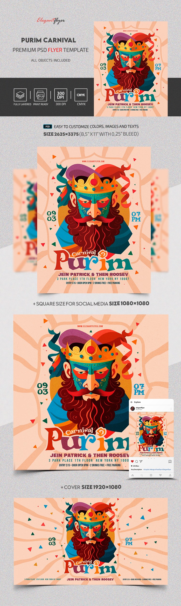 Purim Carnevale by ElegantFlyer