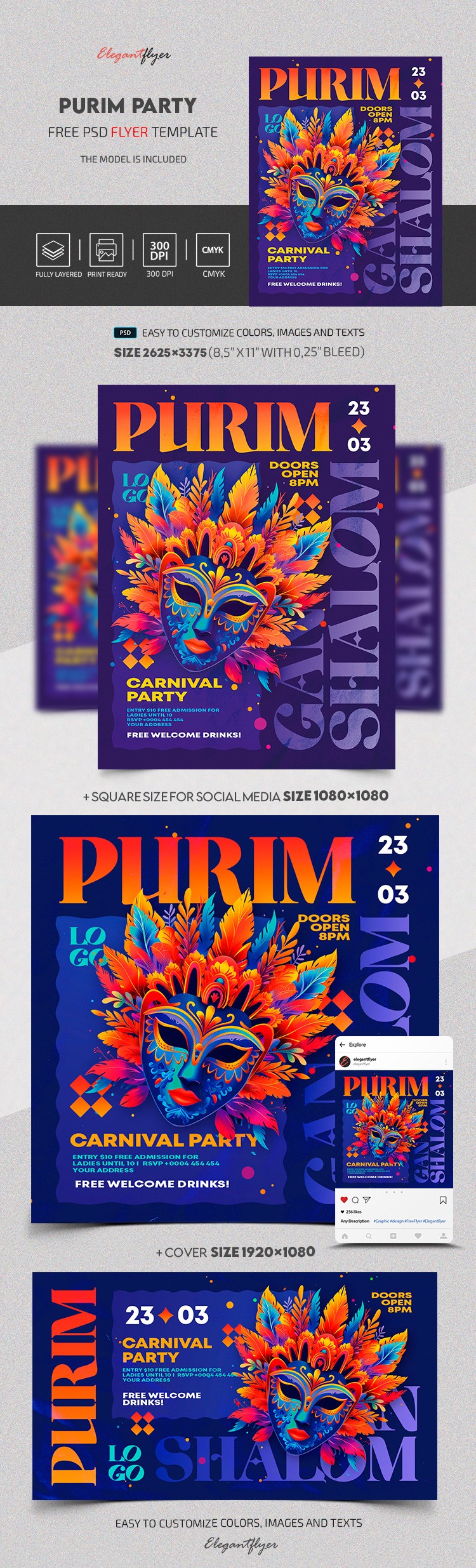 Festa de Purim by ElegantFlyer