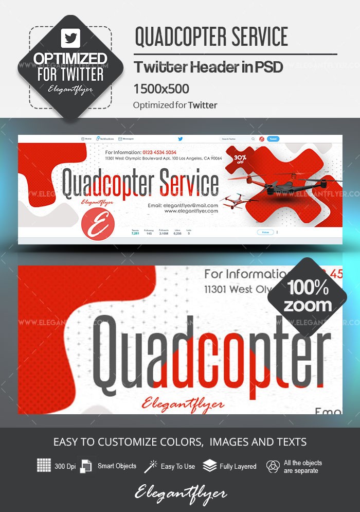 Quadcopter Service Twitter by ElegantFlyer